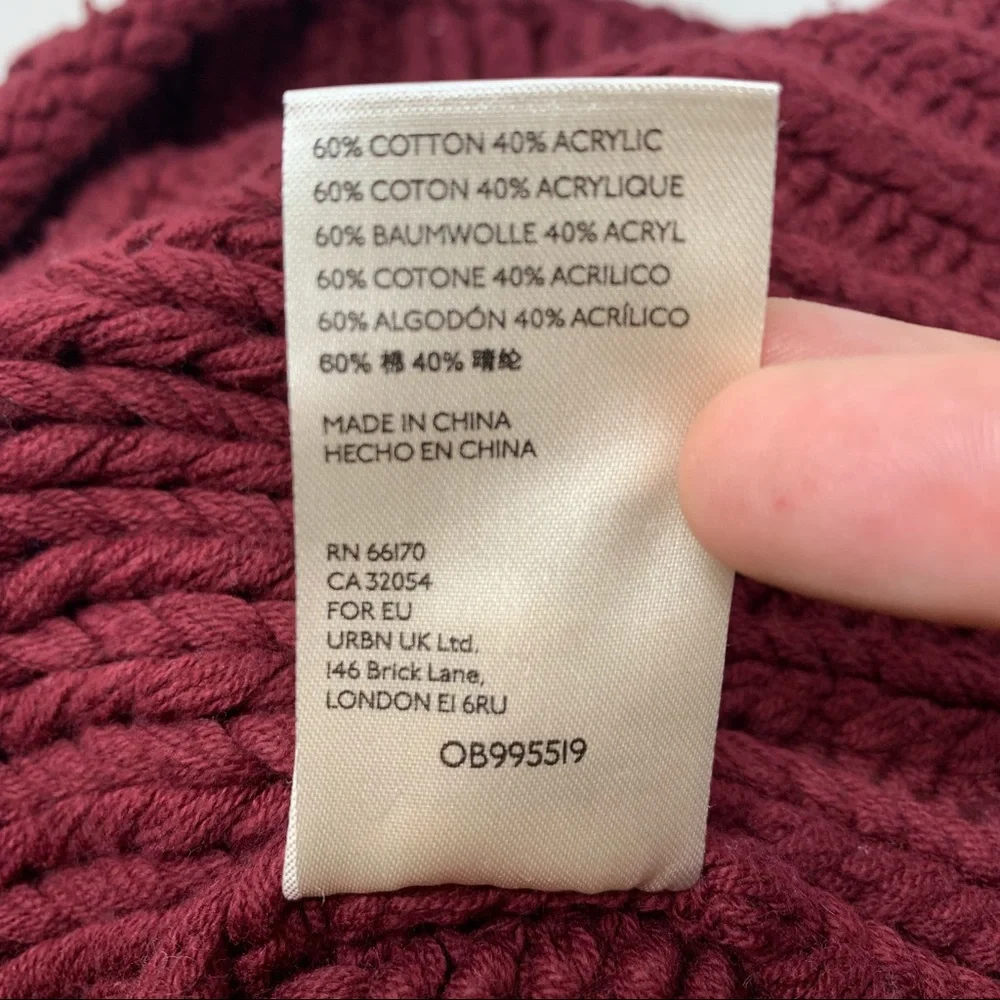 Free People Chunky Burgundy Knit Sweater